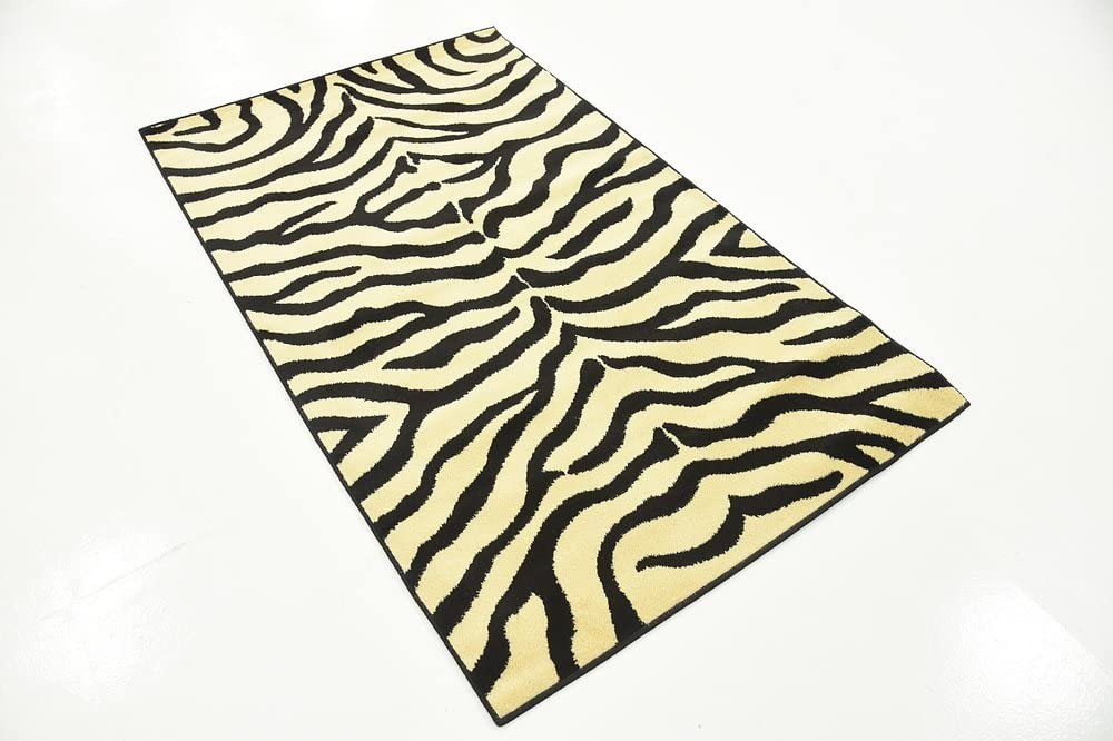 Wildlife Collection Zebra Animal Print Cream Area Rug