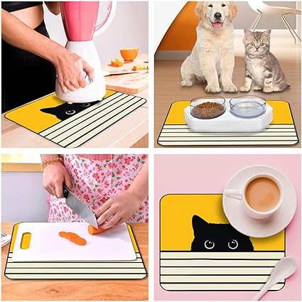 Ultra Absorbent Dish Drying Mats - Machine Washable and Super Fast Drying - Practical Solution for Efficiently Drying Dishes - 15,7 by 19,6 Inches (Black)