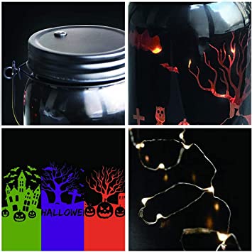 Halloween Decorations Mason Jar Lights, Centerpiece Patio( 3-Color)