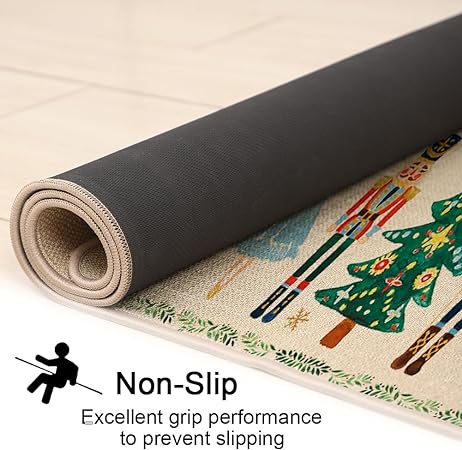 Non Skid Washable Black and White Boho Kitchen Rug Sets of 2, 17x29 and 17x47 Inch