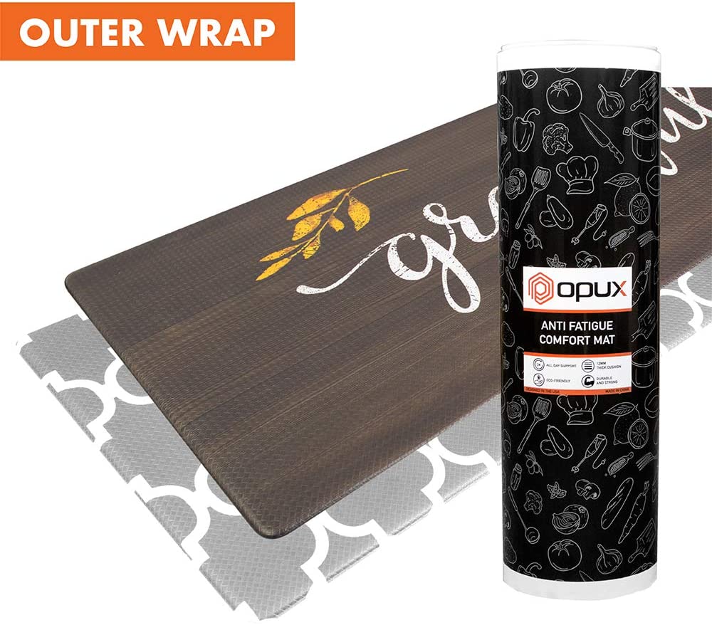 Anti Fatigue Reversible Cushioned Memory Foam Kitchen Rug Pad, 32x17 (Marble Gray)