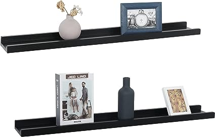 Picture Ledge Shelf Set of 2, (Black,17 Inch)