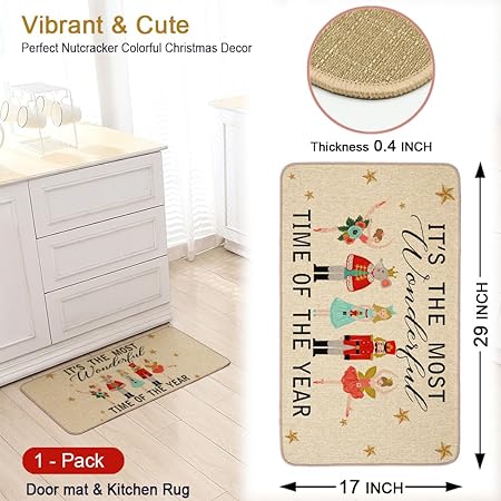 Non Skid Washable Black and White Boho Kitchen Rug Sets of 2, 17x29 and 17x47 Inch