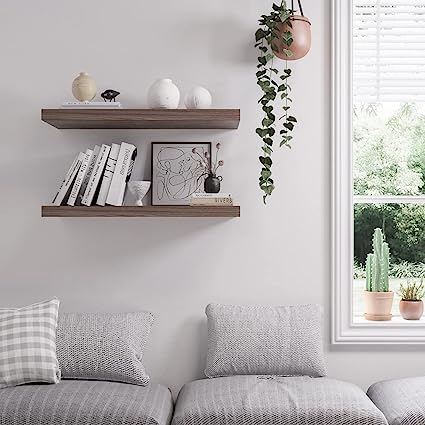 Set of 3 Wall Shelf, 30 in W x 12.75 in D x 2 in H Wooden Floating Wall Shelf