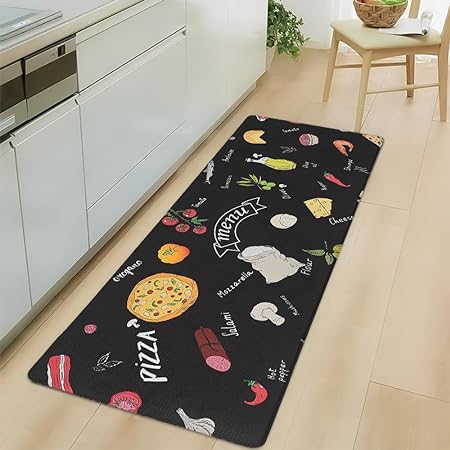 Non-Slip & Comfort Cushioned Waterproof Black Anti-Fatigue Kitchen Mat Set -2 Pieces,