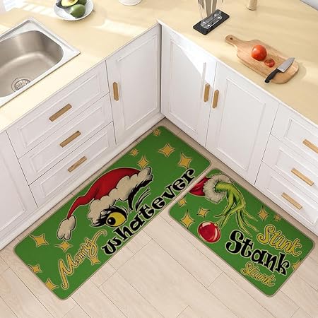 Non Skid Washable Black and White Boho Kitchen Rug Sets of 2, 17x29 and 17x47 Inch