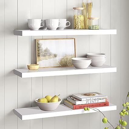 Wall Mounted Floating Shelves Set of 3, Organize to Photos, Books, Showpiece, Trophy and More.