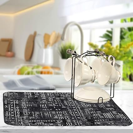 Ultra Absorbent Dish Drying Mats - Machine Washable and Super Fast Drying - Practical Solution for Efficiently Drying Dishes - 15,7 by 19,6 Inches (Black)