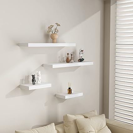 9" Deep White Floating Shelf Set of 2, Wall Shelves for Bathroom, Living Room, Bedroom, Modern Home Decor