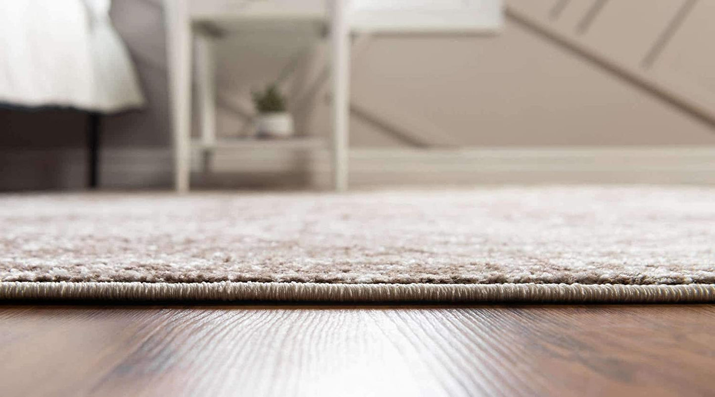 Vintage Traditional Medallion Border Light Brown Area Rug