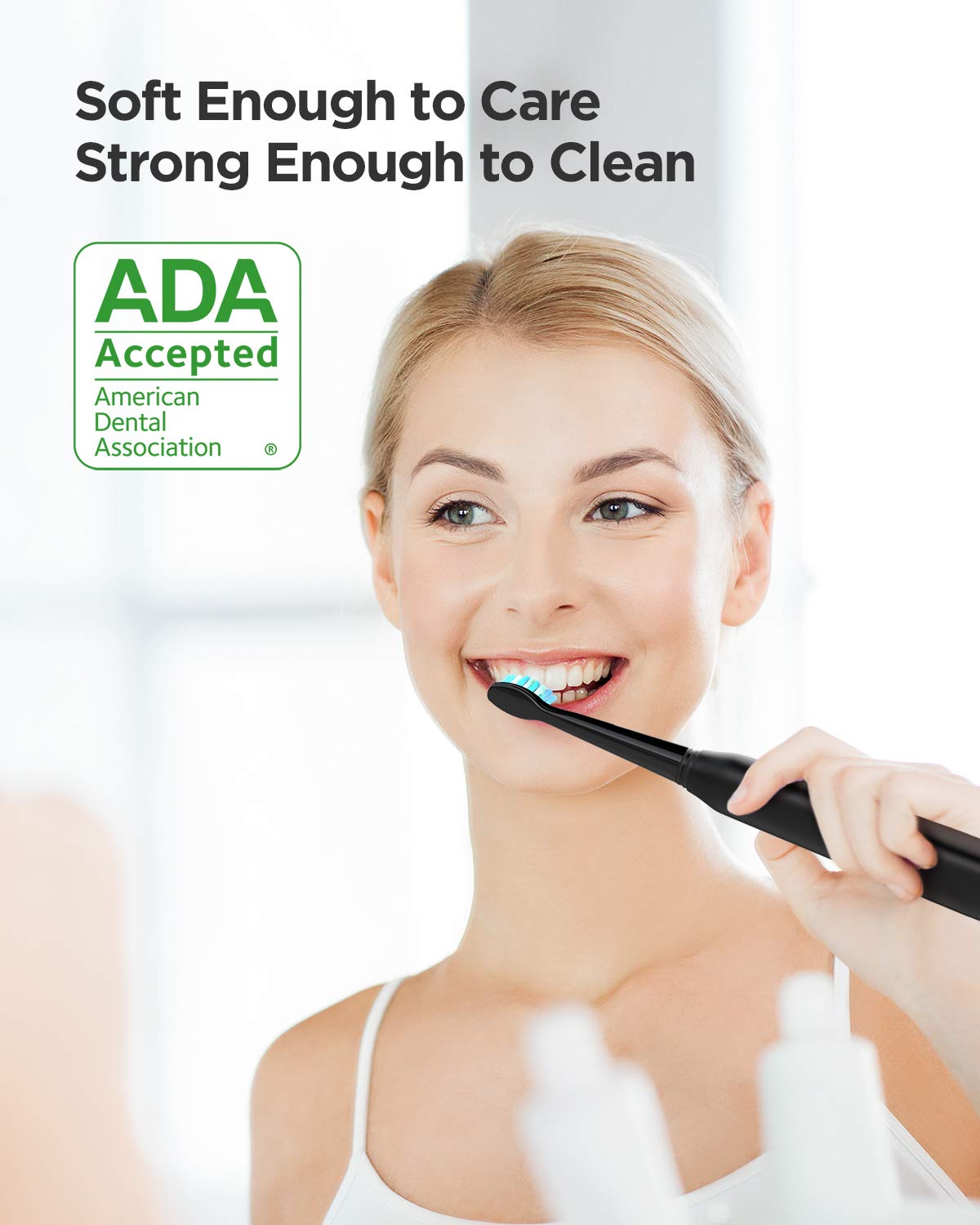 Electric Toothbrush Powerful Sonic Cleaning - Rechargeable with Timer, 5 Modes, 3 Brush Heads for Adults and Kids