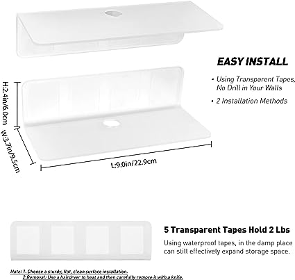 Clear Acrylic Floating Shelves Set of 2