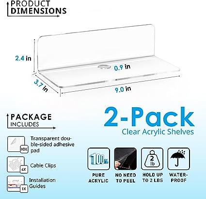 Clear Acrylic Floating Shelves Set of 2