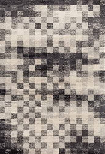 Silver Checkered Soft Area Rug