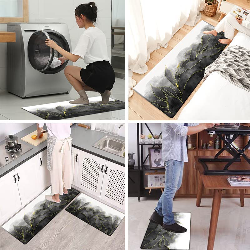 Anti Fatigue Set of 2 Waterproof Sink Cushioned Comfort Doormat 17"x47"+17"x28" (Moss Green)