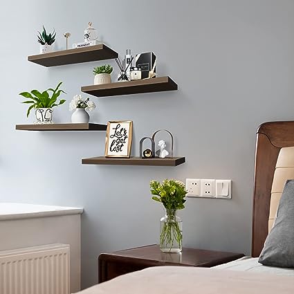 Rustic Wood Floating Shelves Set of 4