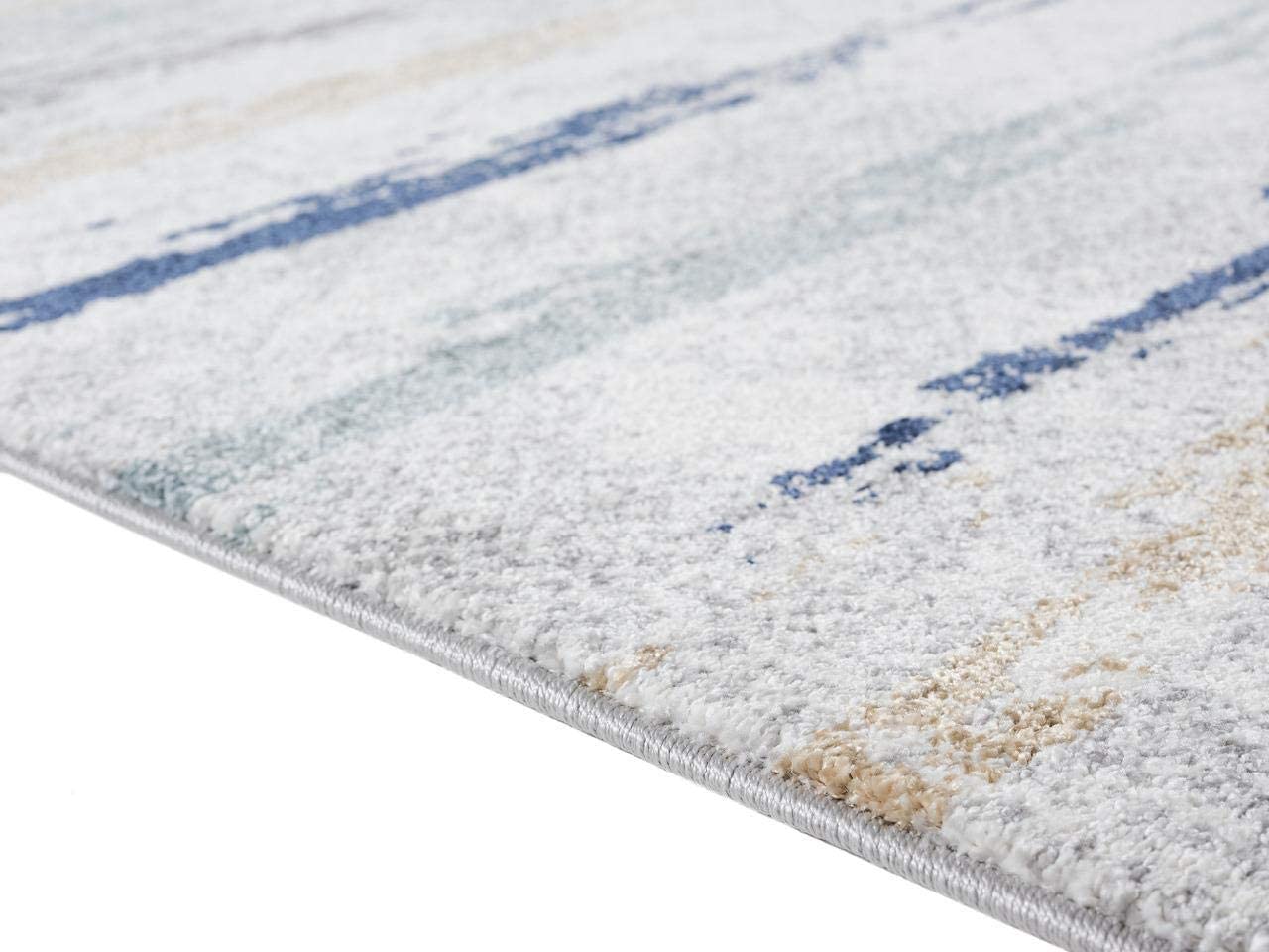 Abstract Ivory Blue Multi Colored Area Rug