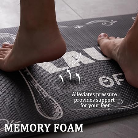 Non-Slip & Comfort Cushioned Waterproof Black Anti-Fatigue Kitchen Mat Set -2 Pieces,