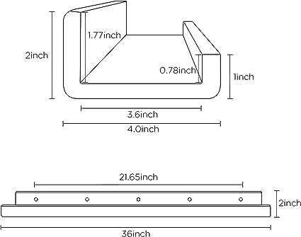 36 Inches Floating Shelves Wall Mounted Clear Acrylic Shelves for Figures, Invisible Floating Bookshelf for Kids and Nursery, 2 Pack (5MM Thick)