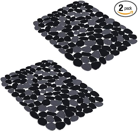 Pebble Mats for Stainless Steel Sink, (Black,2 Pack), 15.8inch x 12inch