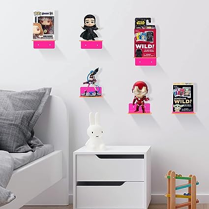 3 Pack Acrylic Floating Shelves for Wall (Pink)