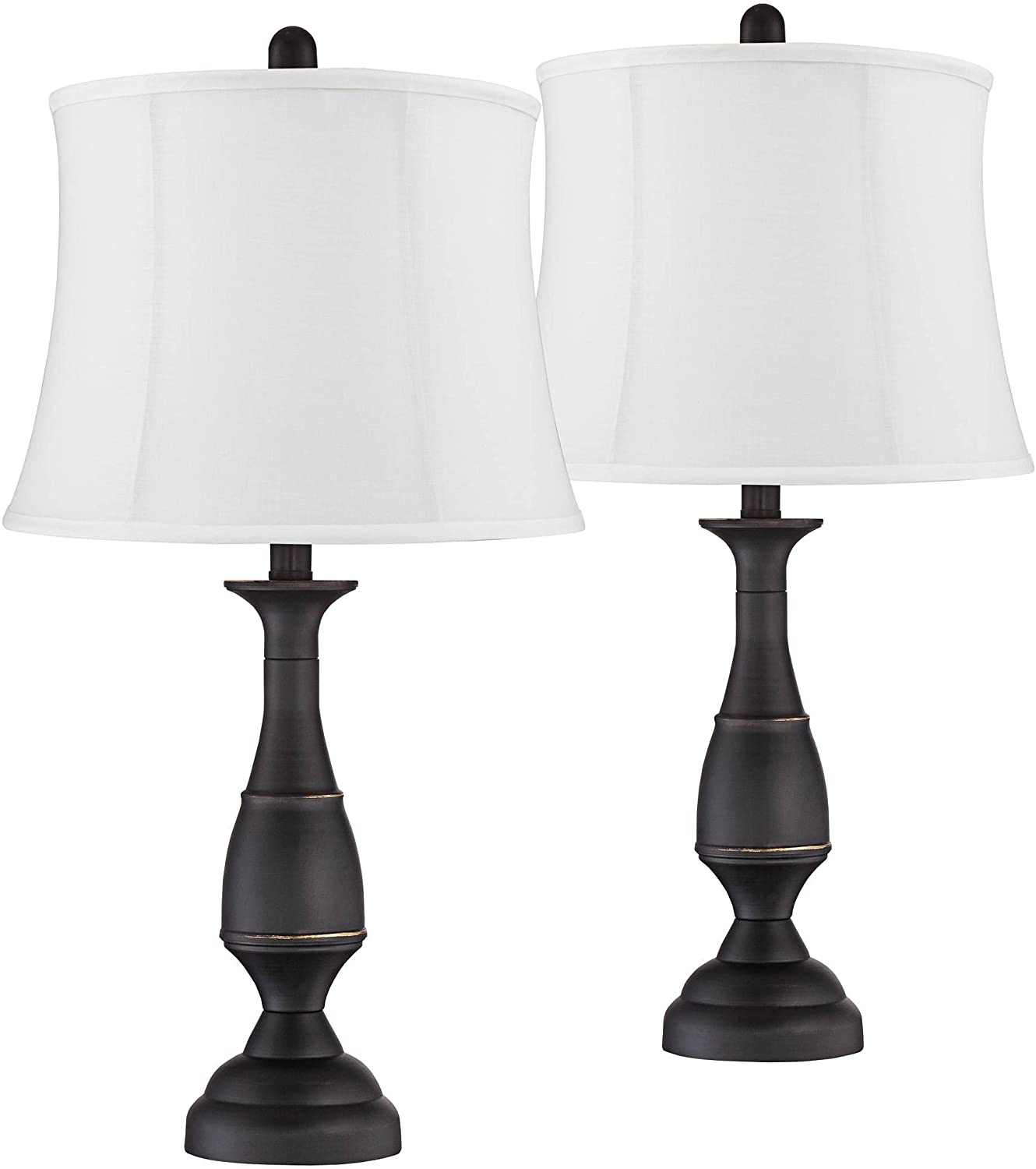 Table Lamps Metal Linen Drum Shade - Set of 2