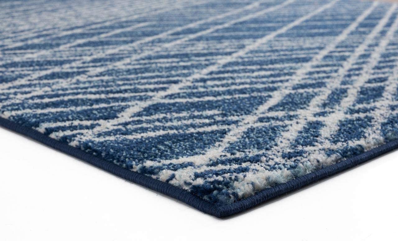 Pancras Collection Navy Geometric Soft Area Rug