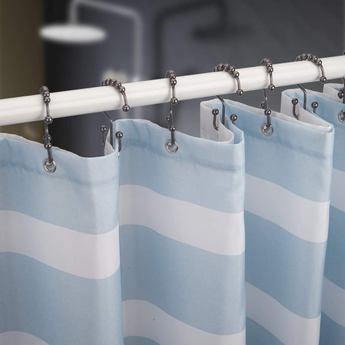 Shower Curtain Hooks Rings, Rust-Resistant Metal Set of 12 Hooks