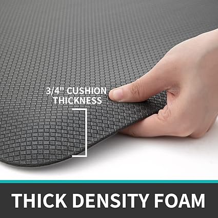 3/4" Thick Heavy Duty Waterproof Floor- Anti Fatigue Cushioned Kitchen Rug, 17"x24", Grey