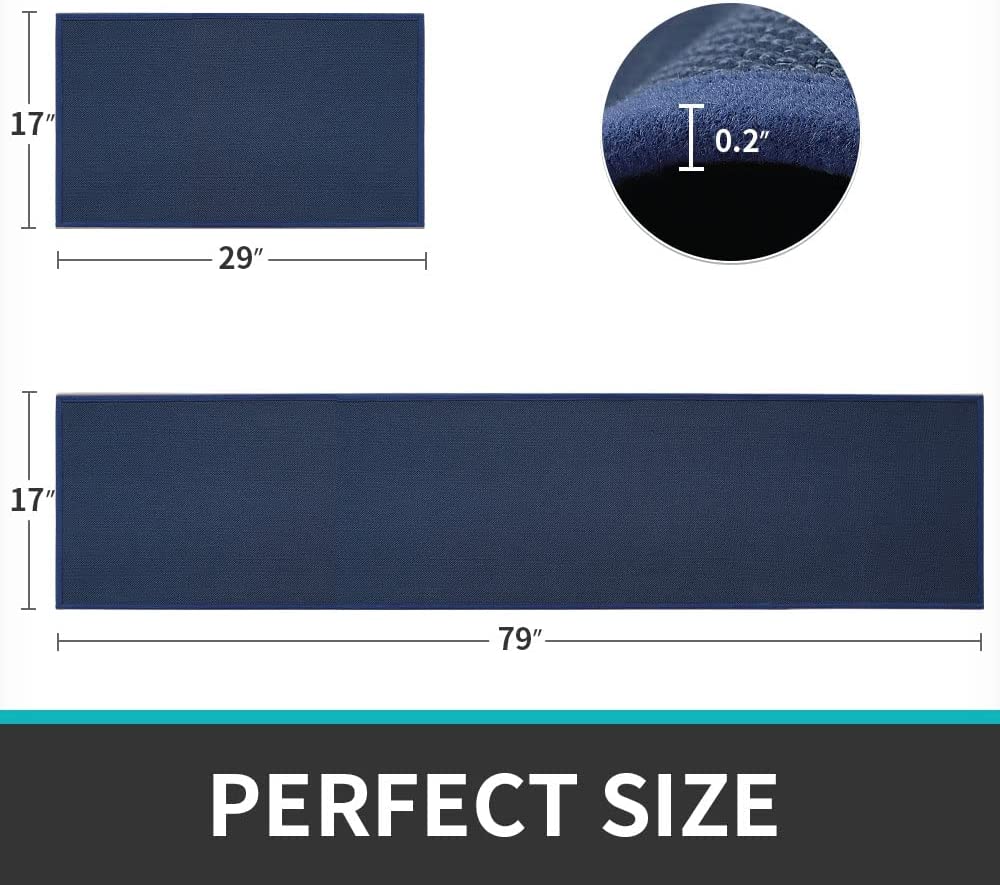 Non slip, washable, 2 PCS Woven Kitchen Rug Set of 2 - Khaki