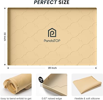 Under Sink Mat, 22" x 19" Silicone Kitchen Cabinet Tray, Waterproof & Flexible Under Sink Liner for Kitchen Bathroom and Laundry Room(Black)