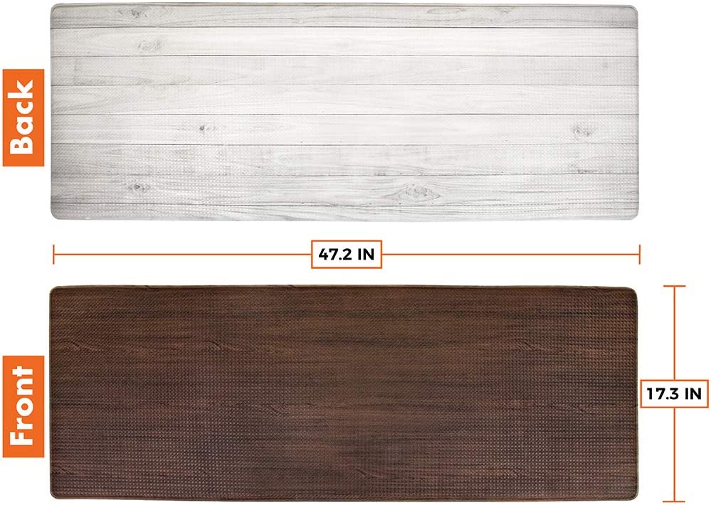 Anti Fatigue Reversible Cushioned Memory Foam Kitchen Rug Pad, 32x17 (Marble Gray)