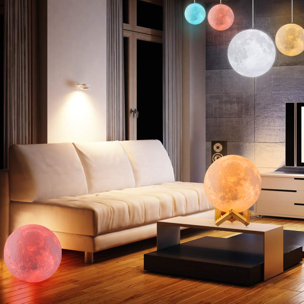 Decorative Moon Light Lamp with Time Setting and Stand 3D Print LED 16 Colors