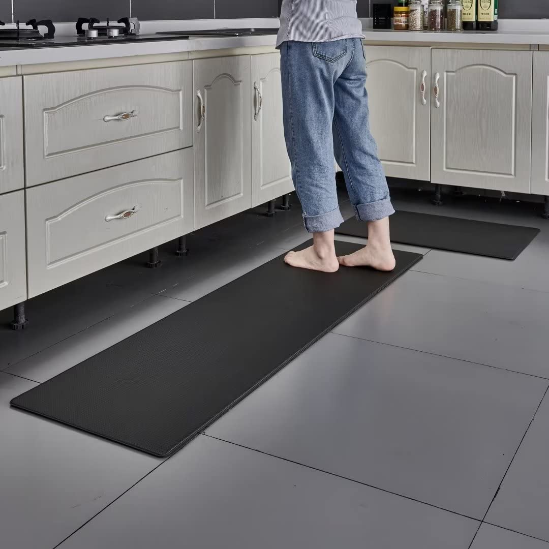 [2 PCS] Cushioned Anti Fatigue Kitchen Runner，(17 x 47 +17 x 29 in) - (Turquoise Blue)