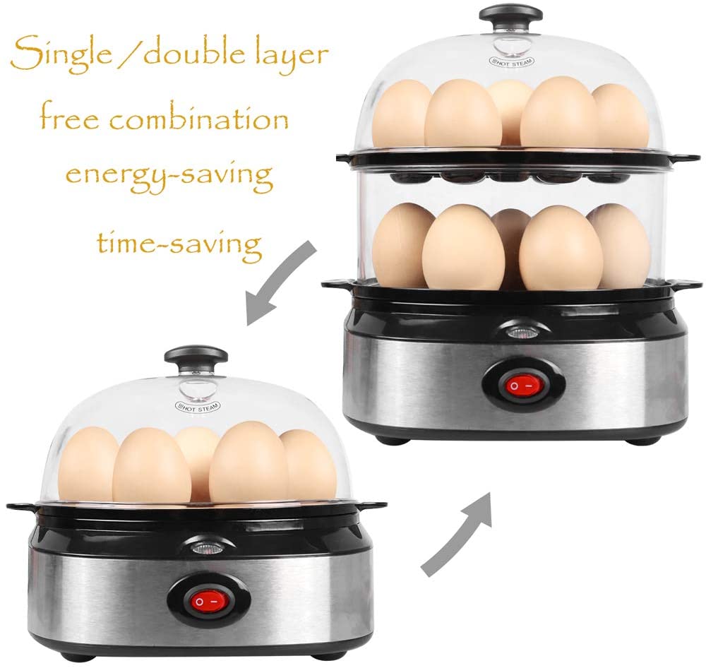 2 in 1 Electric Rapid Stainless 14 Egg Cooker/Steamer Auto Shut Off