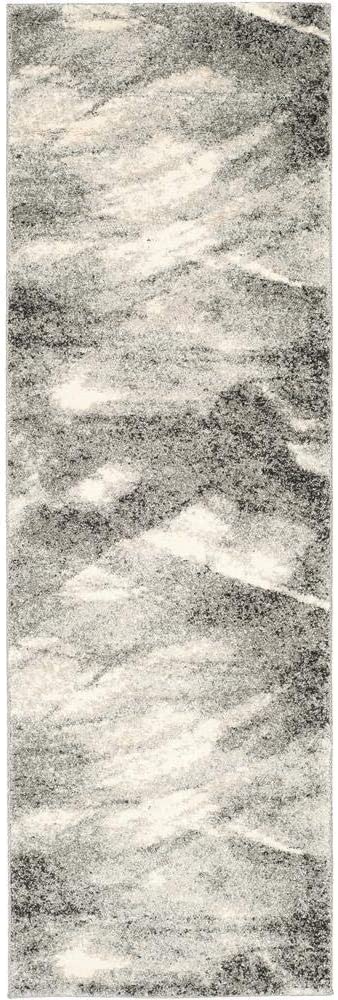 Modern Abstract Grey and Ivory Area Rug