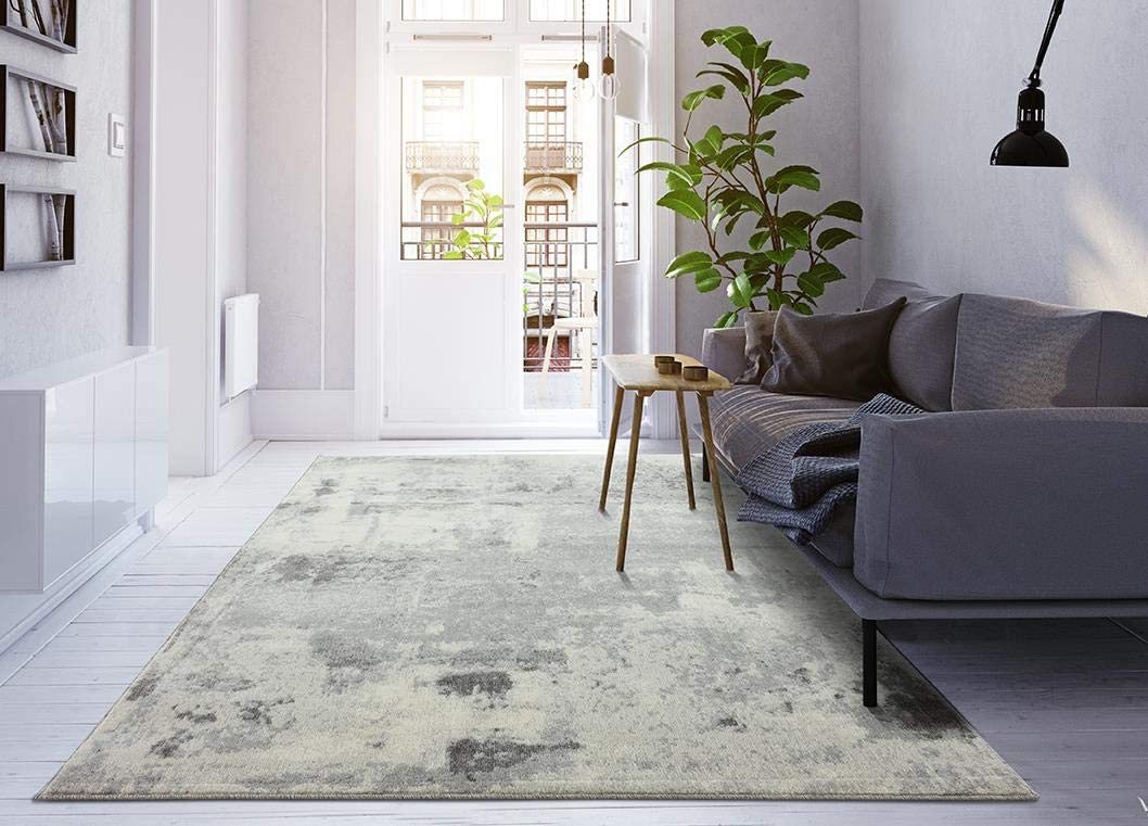 Kingsbury Collection Abstract Grey Modern Soft Area Rug