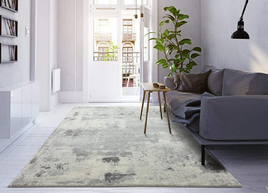Kingsbury Collection Abstract Grey Modern Soft Area Rug