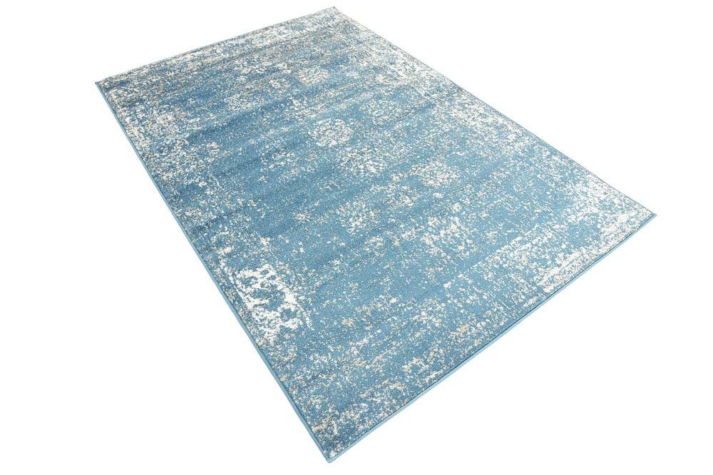 Vintage Distressed Bordered Blue Area Rugs