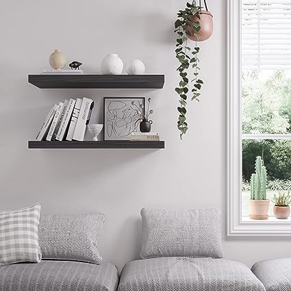 Set of 3 Wall Shelf, 30 in W x 12.75 in D x 2 in H Wooden Floating Wall Shelf