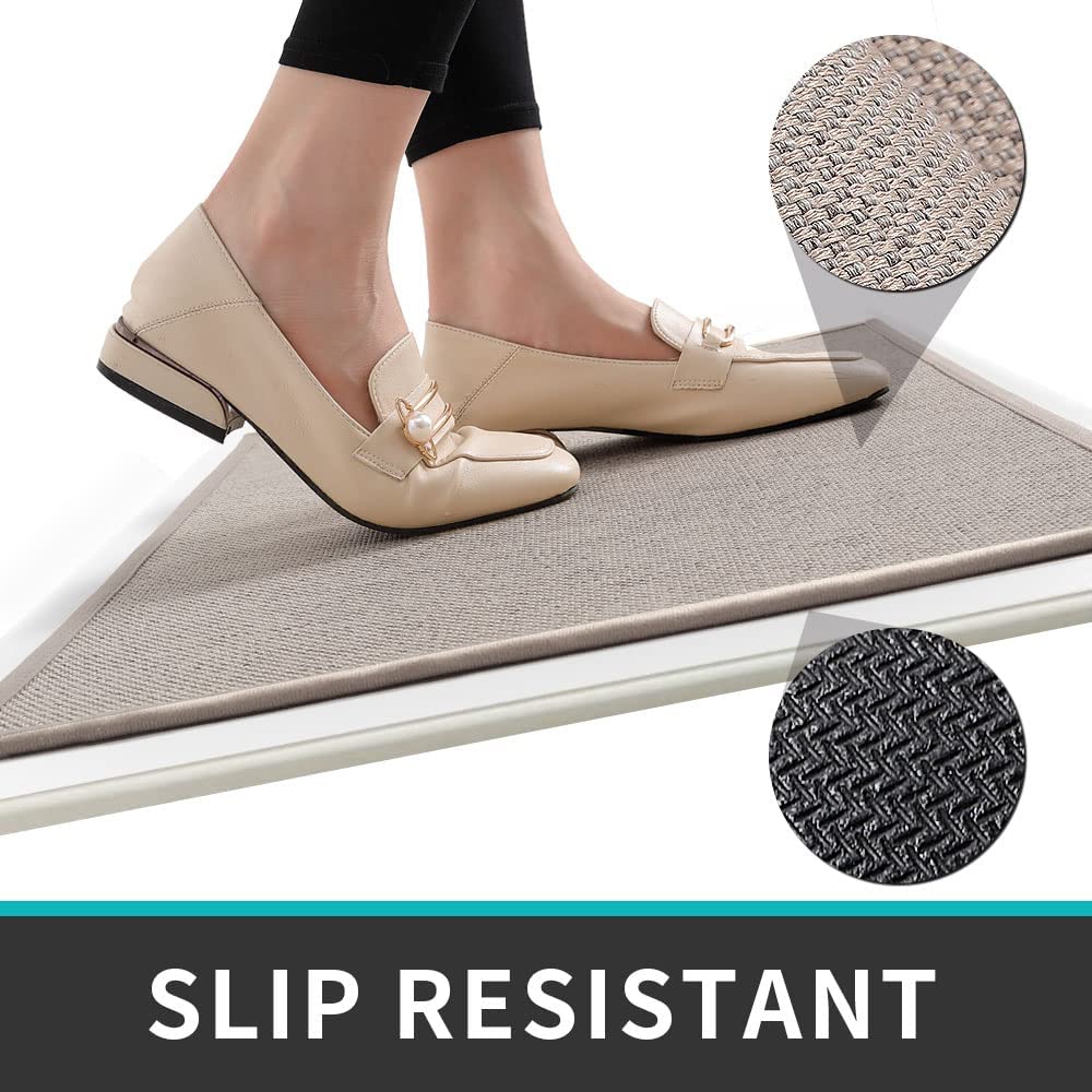 Non slip, washable, 2 PCS Woven Kitchen Rug Set of 2 - Khaki