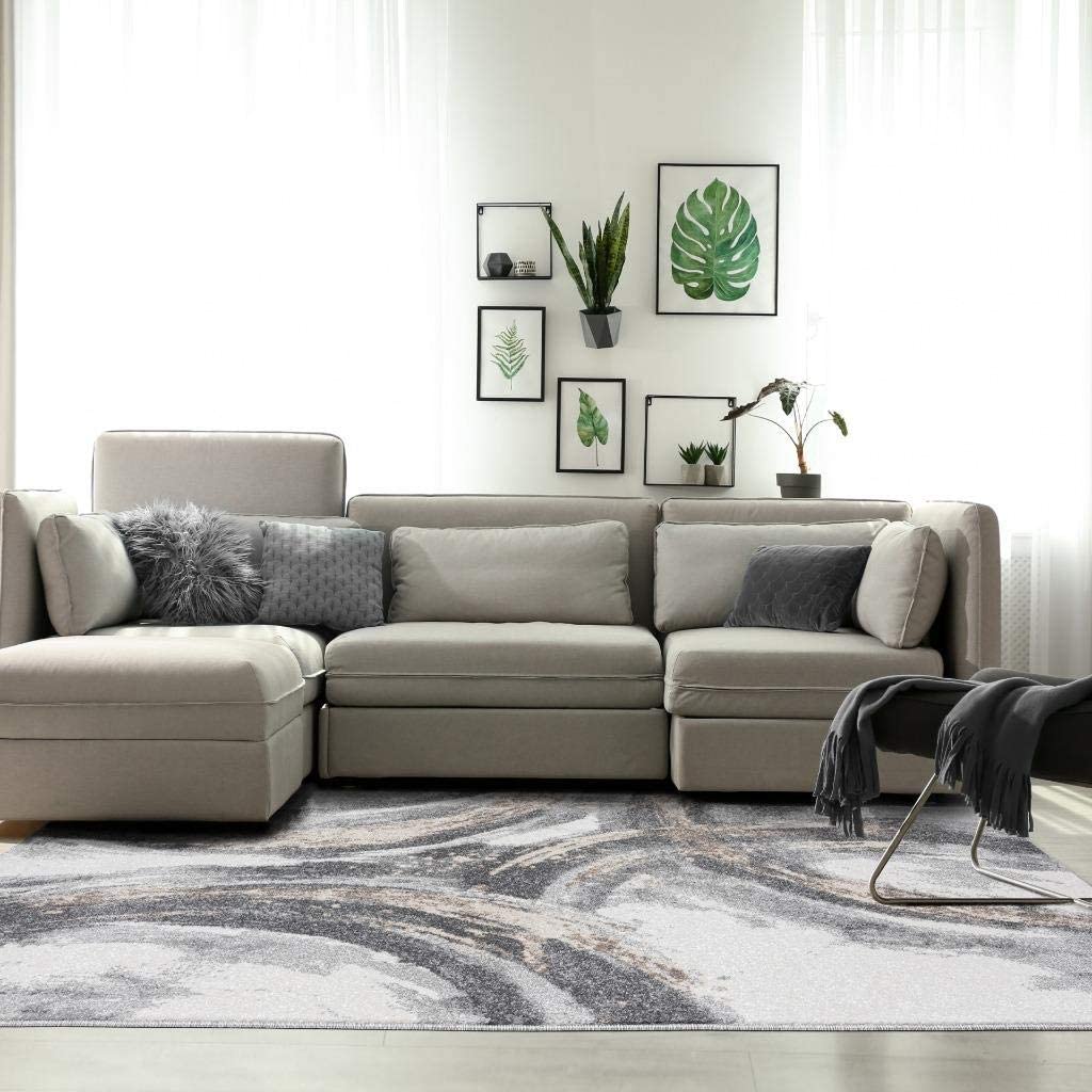 Lagos Collection Grey Abstract Soft Area Rug