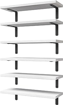 Set of 6 Wood Floating Wall Mounted