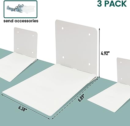 Invisible Floating Bookshelves Wall Mounted, White 3-Pack Extra Large