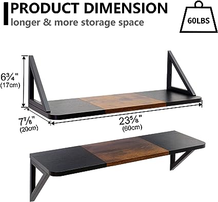 24 inch Floating Shelves Wall Storage Décor, Set of 2