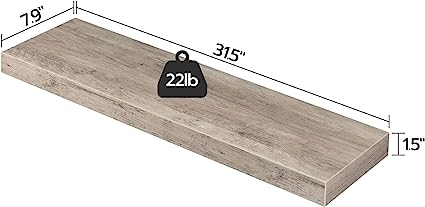 Decorative Long Wall Shelf Set of 2, 31.5 inch, Rustic Brown FSHR8001S2