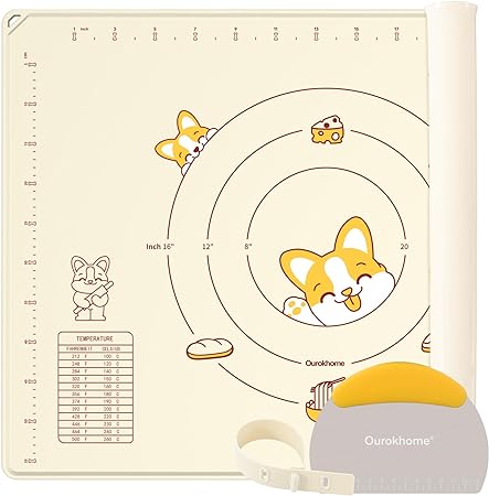 Silicone Baking Mat with Dough Cutter,(Beige)20'' X 16"