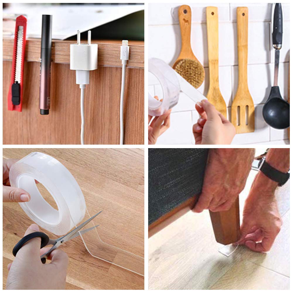 Double Sided Transparent Adhesive Grip Tape Sticky Anti-Slip Reusable Removable Washable