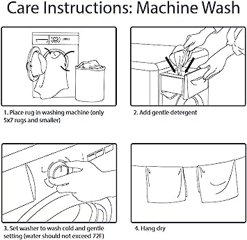 Machine Washable Checkered Border Laundry Room Rug Non-Slip Rubberback 2x3 Laundry Area Rug