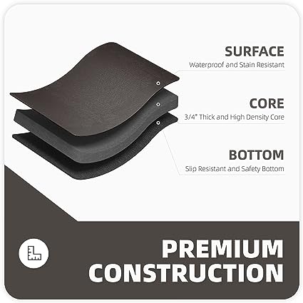 Anti Fatigue Floor Comfort Mat 3/4 Inch Thick 24" 70" Perfect for Standing Desks, Kitchen Sink, Stove, Dishwasher, Countertop, Office or Garage, Beige